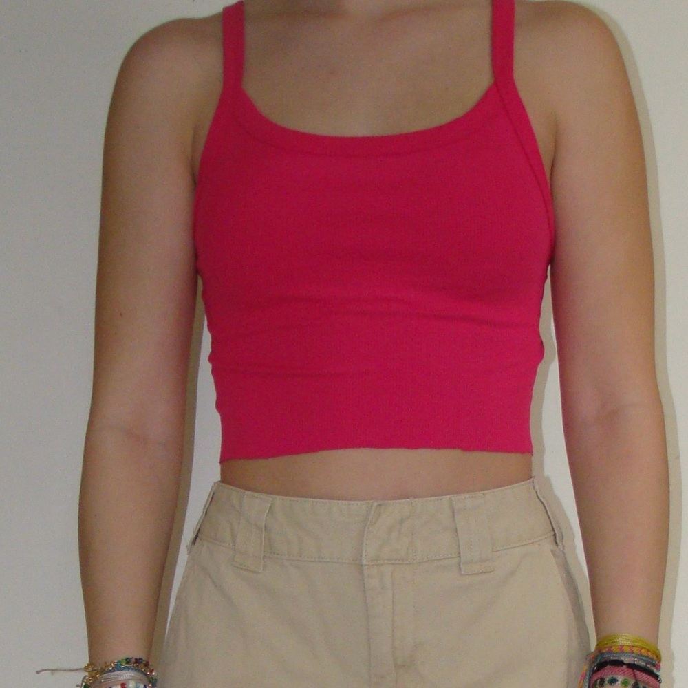 cropped hot pink tank top